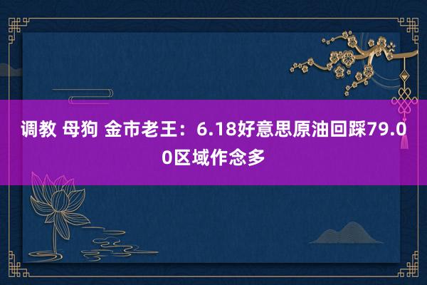 调教 母狗 金市老王：6.18好意思原油回踩79.00区域作念多