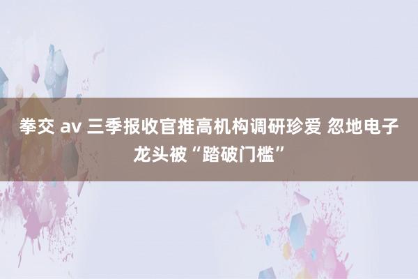 拳交 av 三季报收官推高机构调研珍爱 忽地电子龙头被“踏破门槛”