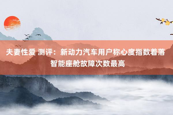 夫妻性爱 测评：新动力汽车用户称心度指数着落  智能座舱故障次数最高