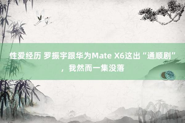 性爱经历 罗振宇跟华为Mate X6这出“通顺剧”，我然而一集没落