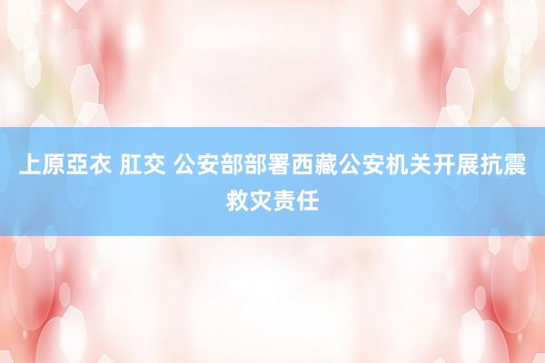 上原亞衣 肛交 公安部部署西藏公安机关开展抗震救灾责任