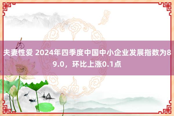 夫妻性爱 2024年四季度中国中小企业发展指数为89.0，环比上涨0.1点