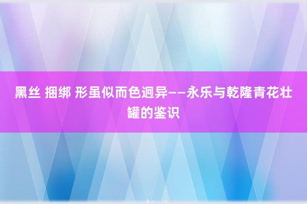 黑丝 捆绑 形虽似而色迥异——永乐与乾隆青花壮罐的鉴识