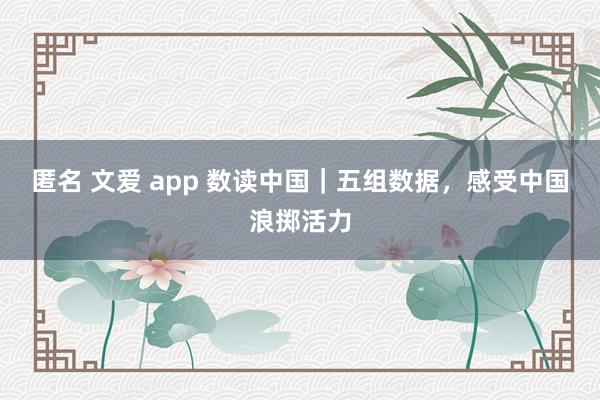 匿名 文爱 app 数读中国｜五组数据，感受中国浪掷活力