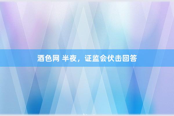 酒色网 半夜，证监会伏击回答