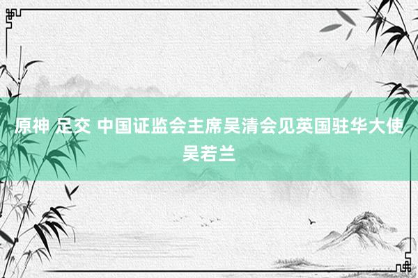 原神 足交 中国证监会主席吴清会见英国驻华大使吴若兰