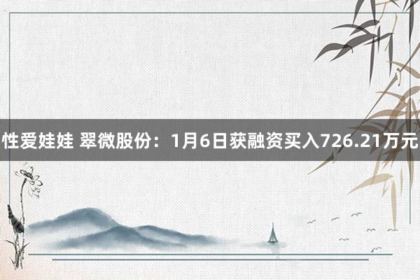 性爱娃娃 翠微股份：1月6日获融资买入726.21万元