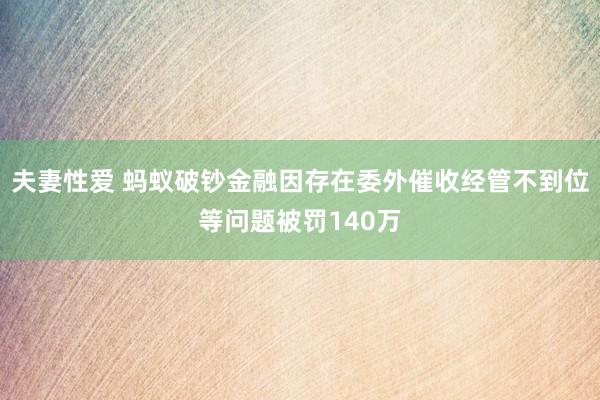 夫妻性爱 蚂蚁破钞金融因存在委外催收经管不到位等问题被罚140万