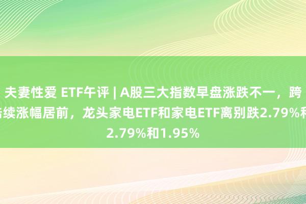 夫妻性爱 ETF午评 | A股三大指数早盘涨跌不一，跨境ETF陆续涨幅居前，龙头家电ETF和家电ETF离别跌2.79%和1.95%