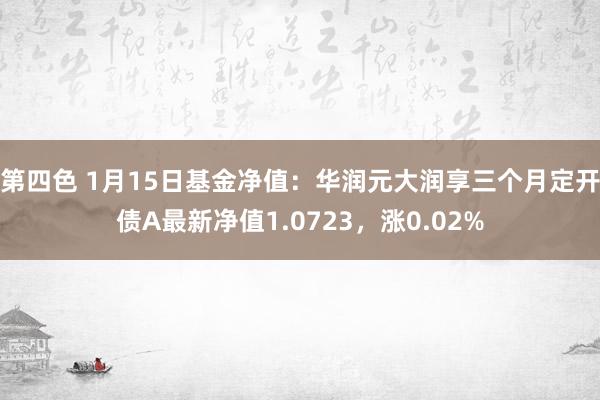 第四色 1月15日基金净值：华润元大润享三个月定开债A最新净值1.0723，涨0.02%