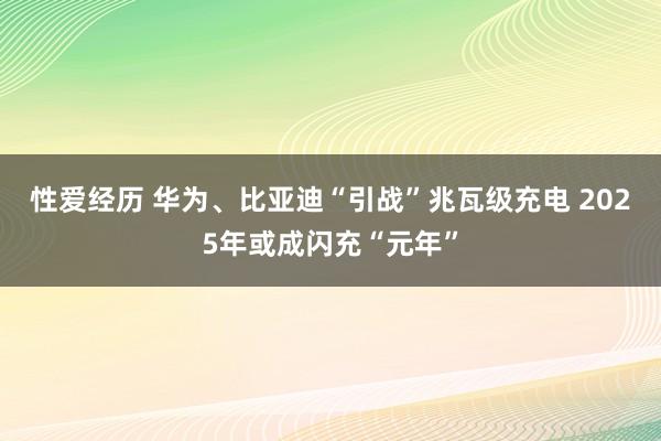 性爱经历 华为、比亚迪“引战”兆瓦级充电 2025年或成闪充“元年”