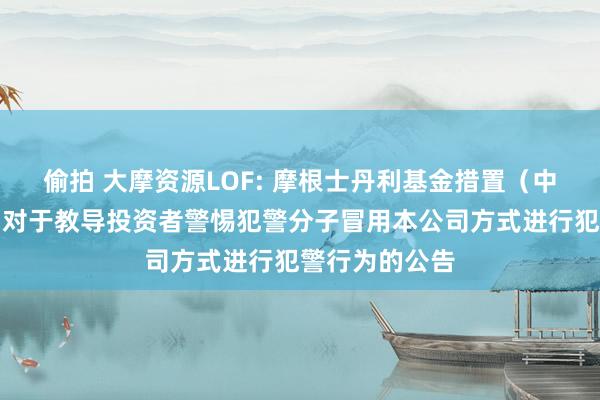 偷拍 大摩资源LOF: 摩根士丹利基金措置(中国)有限公司对于教导投资者警惕犯警分子冒用本公司方式进行犯警行为的公告