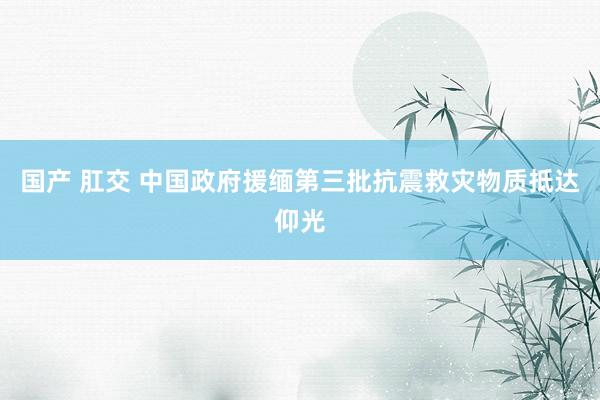 国产 肛交 中国政府援缅第三批抗震救灾物质抵达仰光