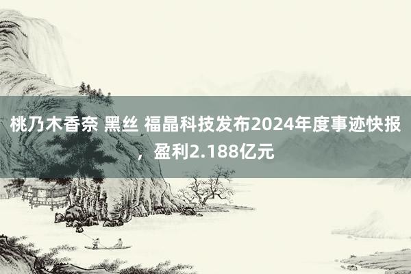 桃乃木香奈 黑丝 福晶科技发布2024年度事迹快报，盈利2.188亿元