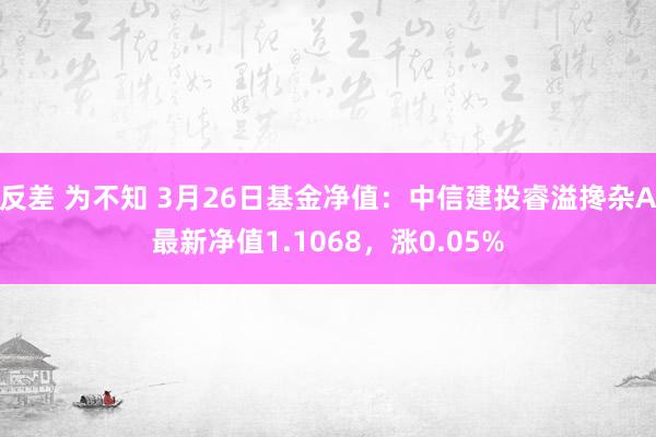 反差 为不知 3月26日基金净值：中信建投睿溢搀杂A最新净值1.1068，涨0.05%