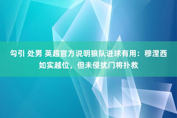 勾引 处男 英超官方说明狼队进球有用：穆涅西如实越位，但未侵扰门将扑救