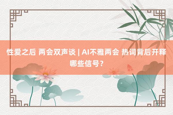 性爱之后 两会双声谈 | AI不雅两会 热词背后开释哪些信号？