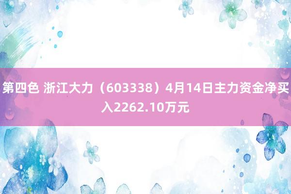 第四色 浙江大力（603338）4月14日主力资金净买入2262.10万元