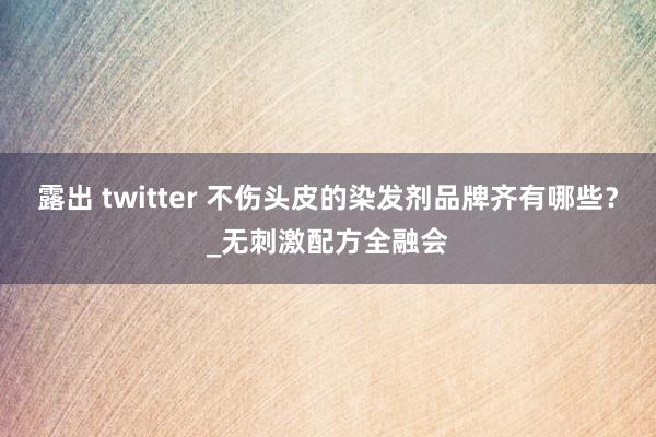 露出 twitter 不伤头皮的染发剂品牌齐有哪些？_无刺激配方全融会