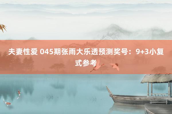 夫妻性爱 045期张雨大乐透预测奖号：9+3小复式参考
