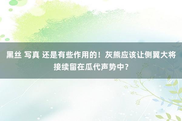 黑丝 写真 还是有些作用的！灰熊应该让侧翼大将接续留在瓜代声势中？