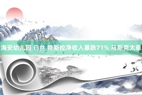 海安幼儿园 白丝 特斯拉净收入暴跌71% 马斯克太息